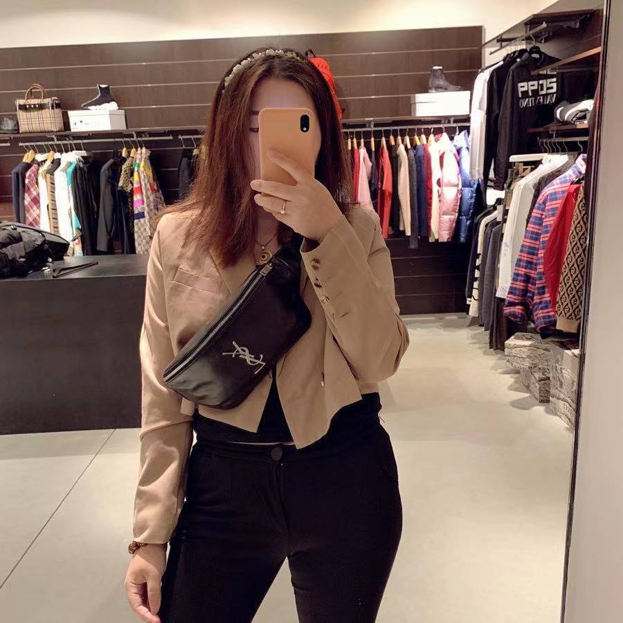 Saint Laurent Monogram Leather Belt Bag In Black