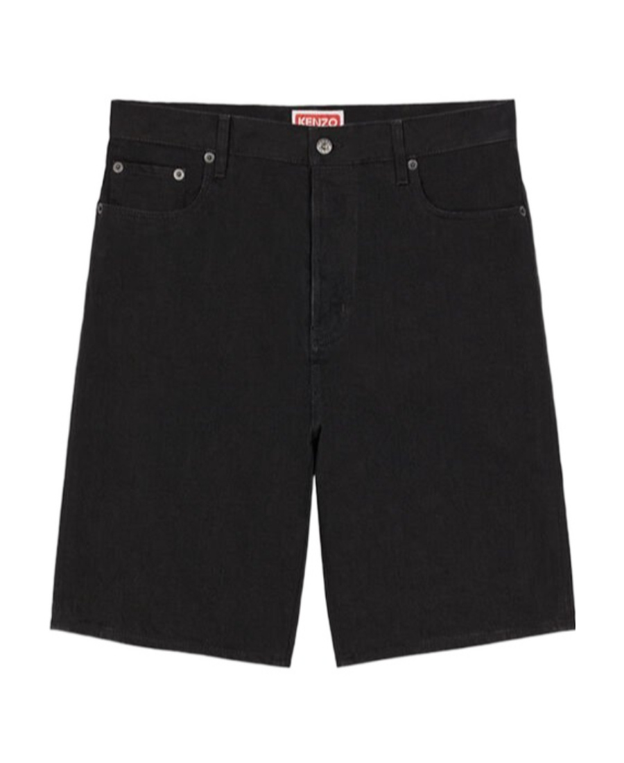 Kenzo Logo-patch Bermuda Shorts In Black