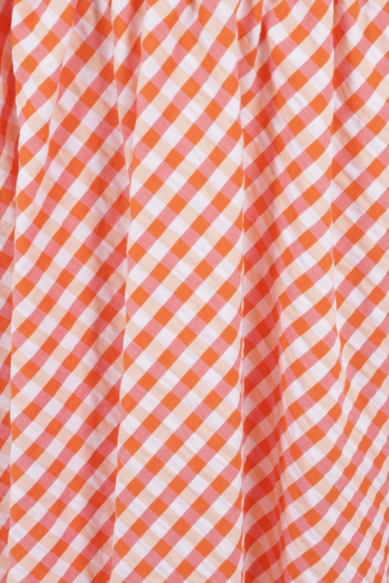 Kenzo Shirred Gingham Cotton Midi Dress In Pink