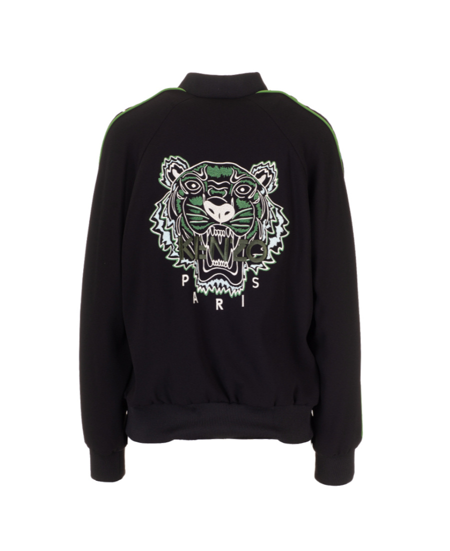Kenzo Tiger Sea Lily Embroidered Bomber Jacket In Black