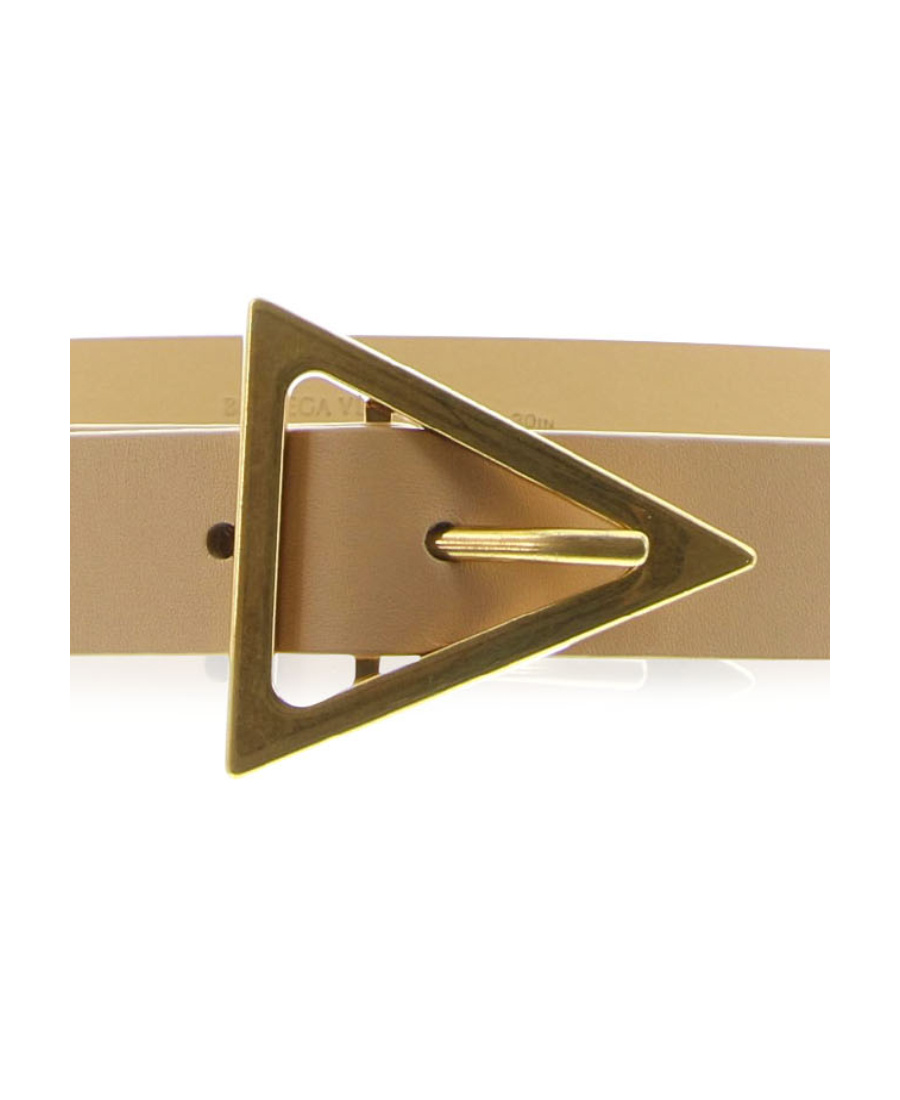 Bottega Veneta Triangular Buckle Belt In Nude
