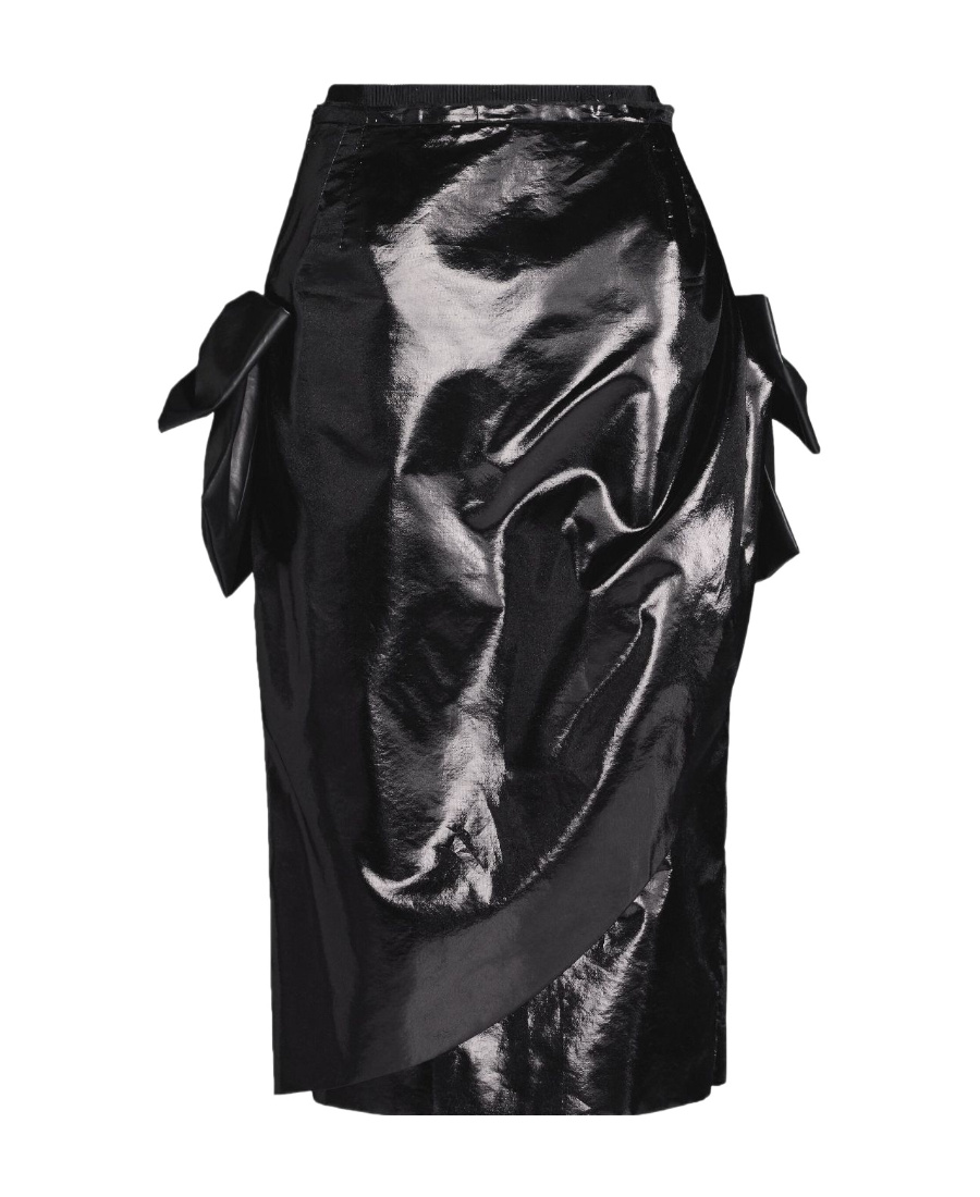 Maison Margiela Black Coated Midi Skirt In Black