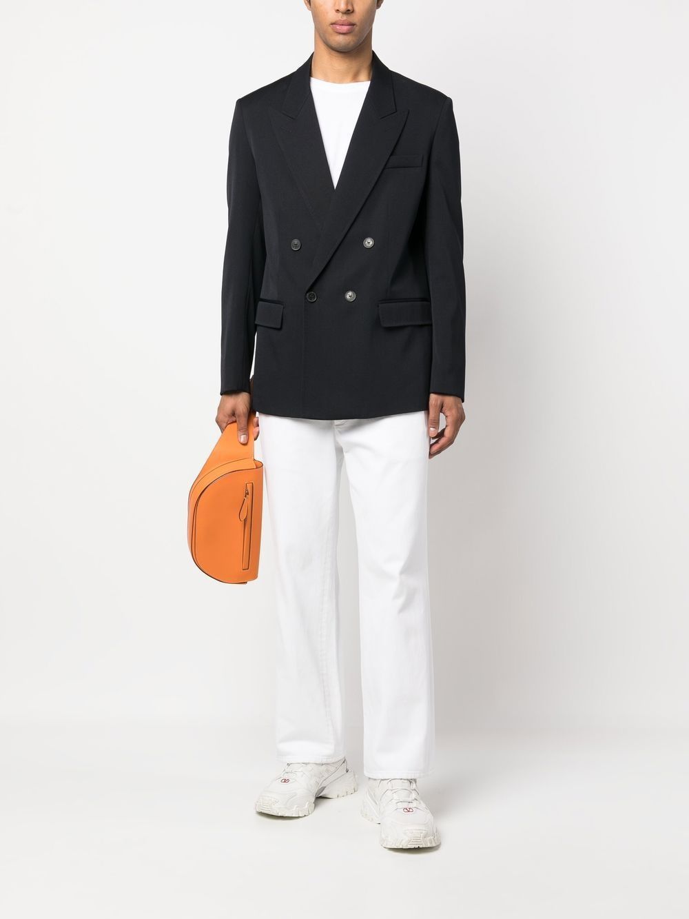 Valentino Lapel Long-sleeved Suit Jacket In Black