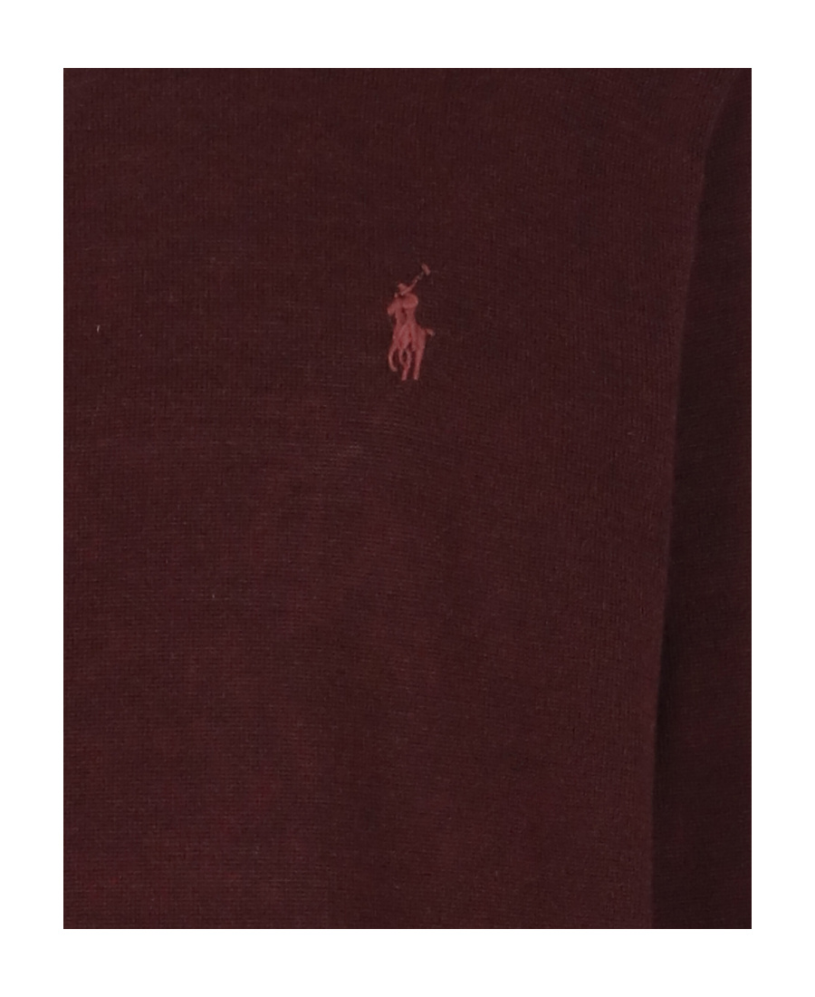 Polo Ralph Lauren Bordeaux Crewneck Sweater With Pony Logo Embroidered On The Front In Brown