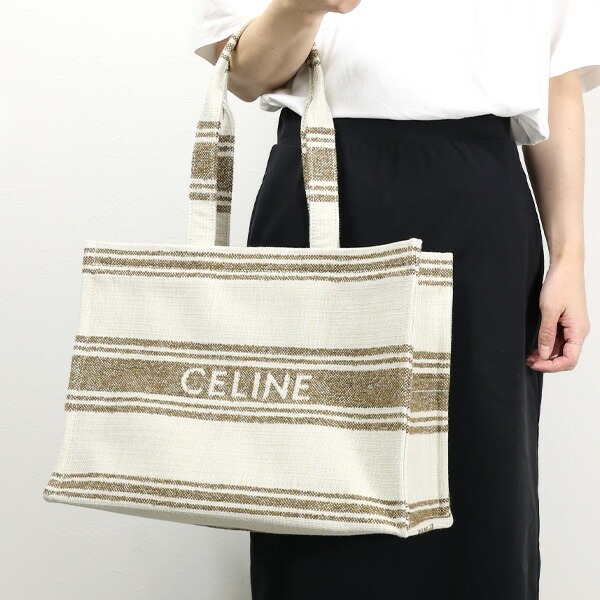 Celine Logo Tote Bag In White