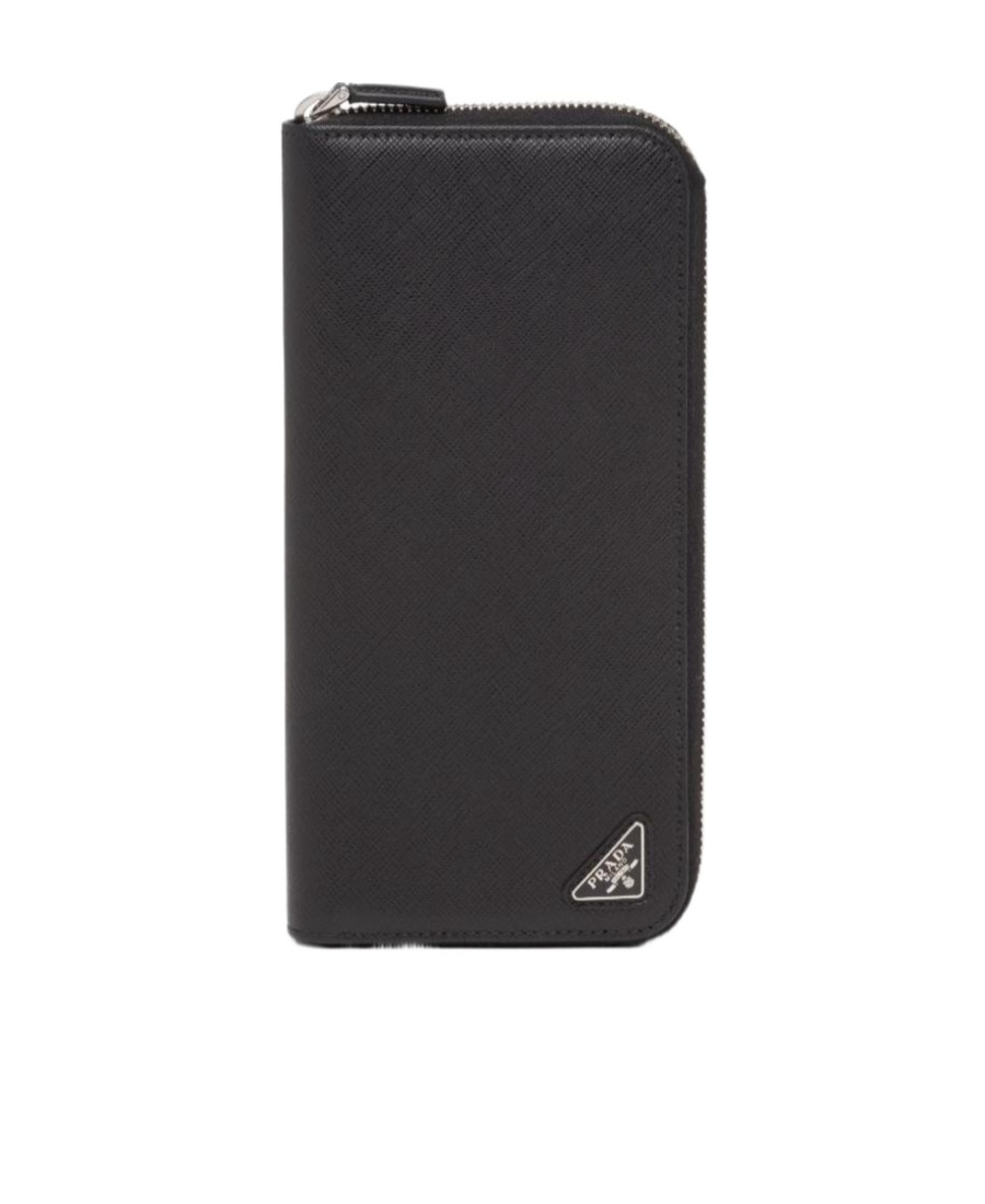 Prada Logo-plaque Zip-up Wallet In Black