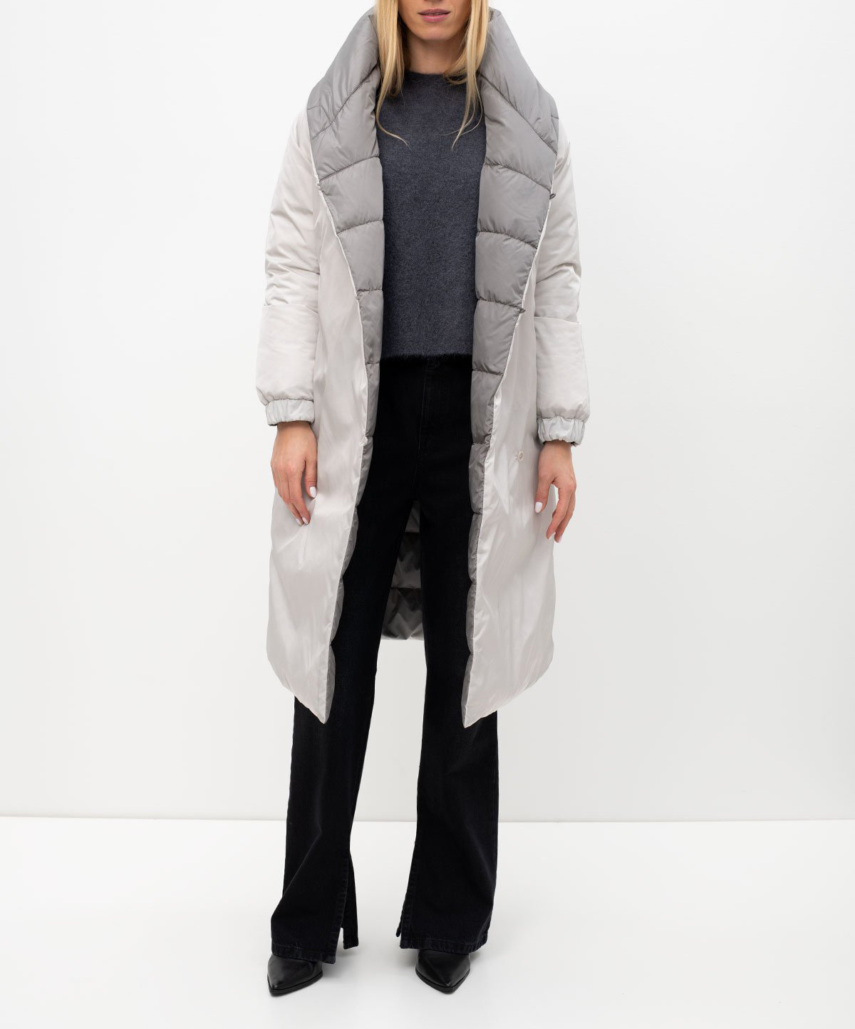 Max Mara Long-sleeved Hooded Cotton Suit In Gray