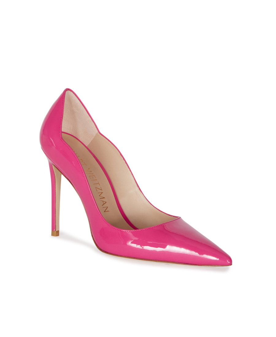 Stuart Weitzman Scallop Edges Pointed-toe Pumps In Pink