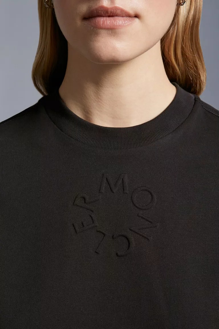 Moncler Cotton Jersey Crewneck T-shirt In Black
