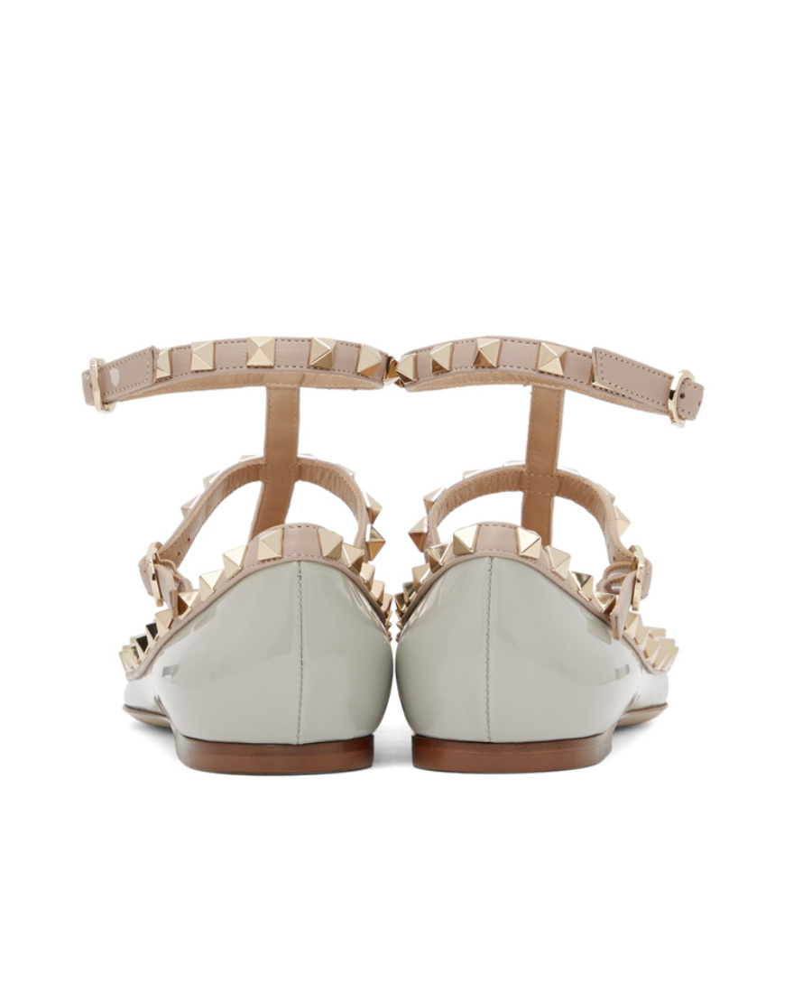 Valentino Rockstud-embellishment Pointed-toe Ballerina Shoes In Neutral