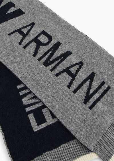 Emporio Armani Wool Scarf In Grey