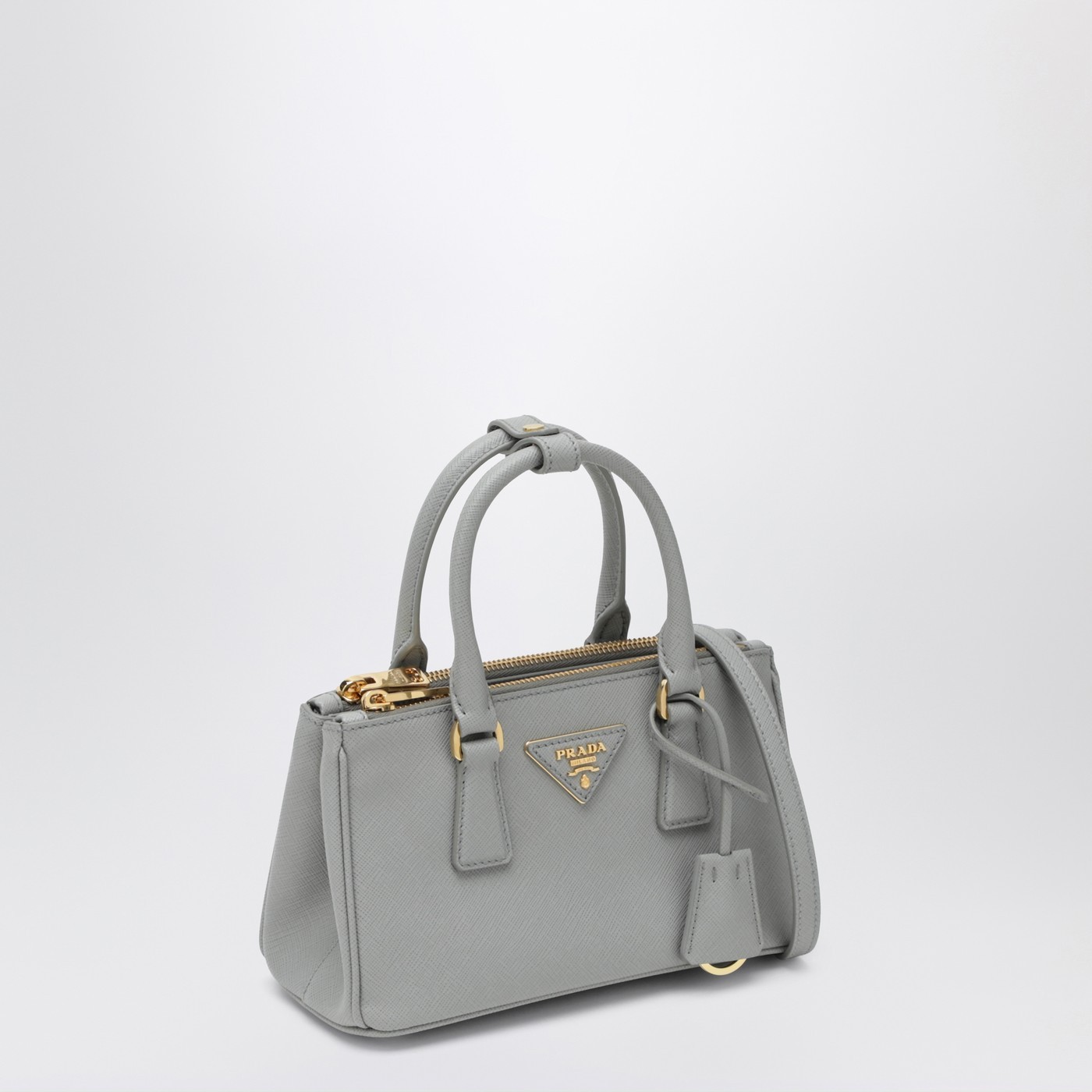 Prada Mini Galleria Saffiano Leather Handbag In Gray