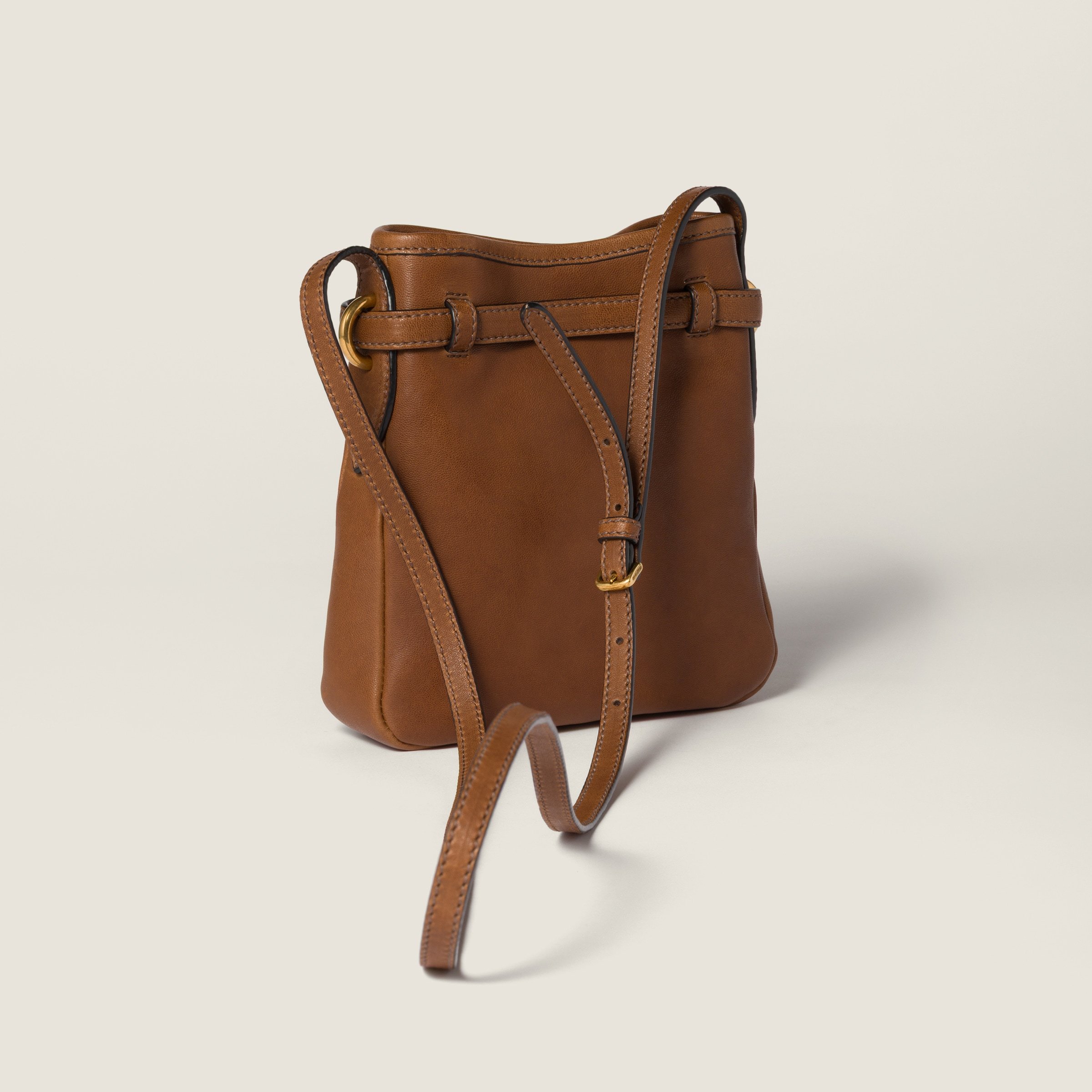 Miu Miu Leather Strap Pouch In Brown