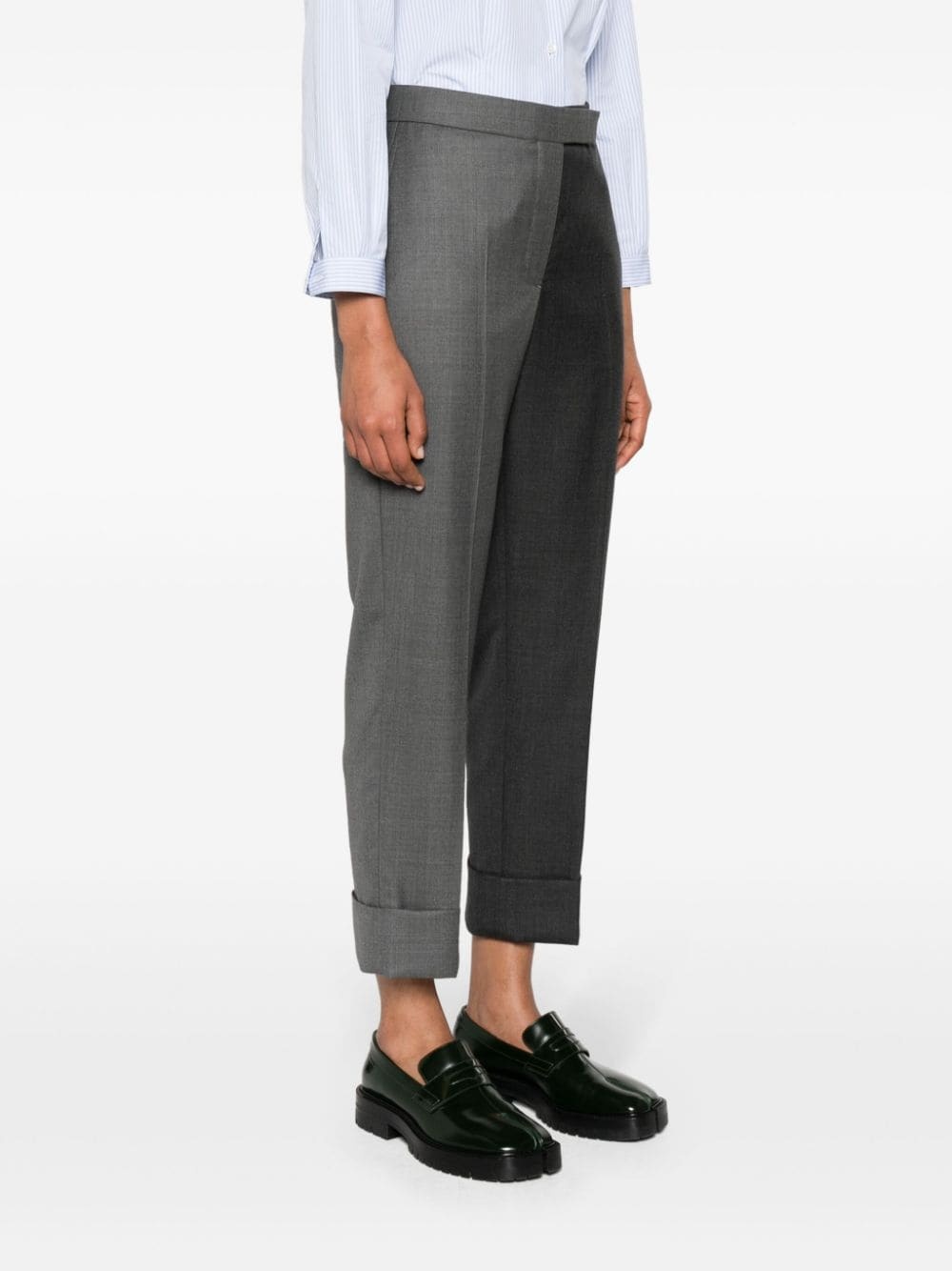 THOM BROWNE TAPERED-LEG WOOL TROUSERS 