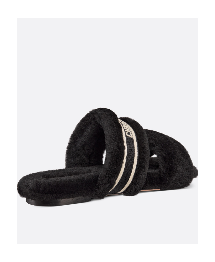 Dior Chez Moi Logo Embroidered Sandals In Black