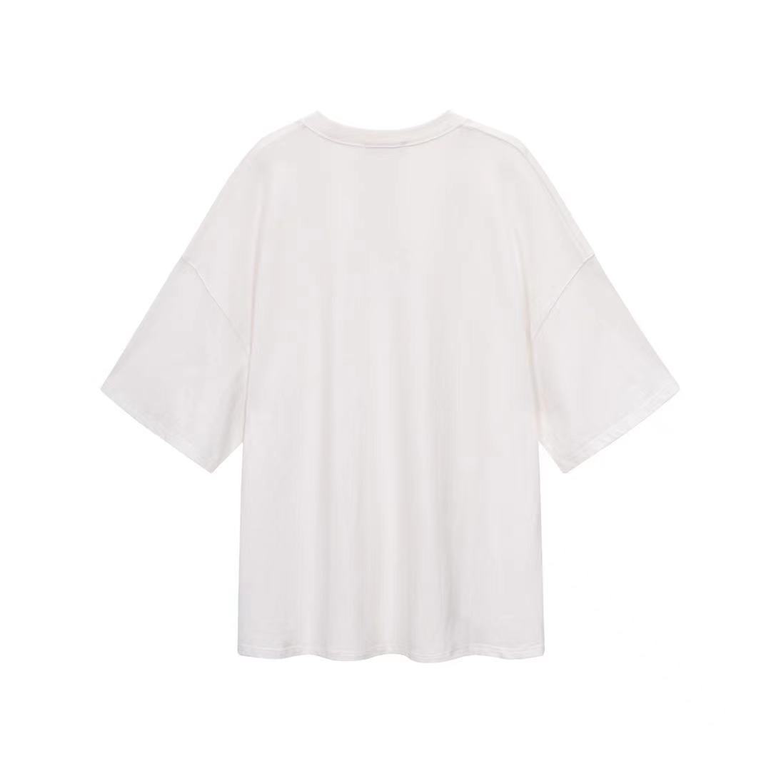 Three Quarters Logo T-shirt With Round Neck Profile In White