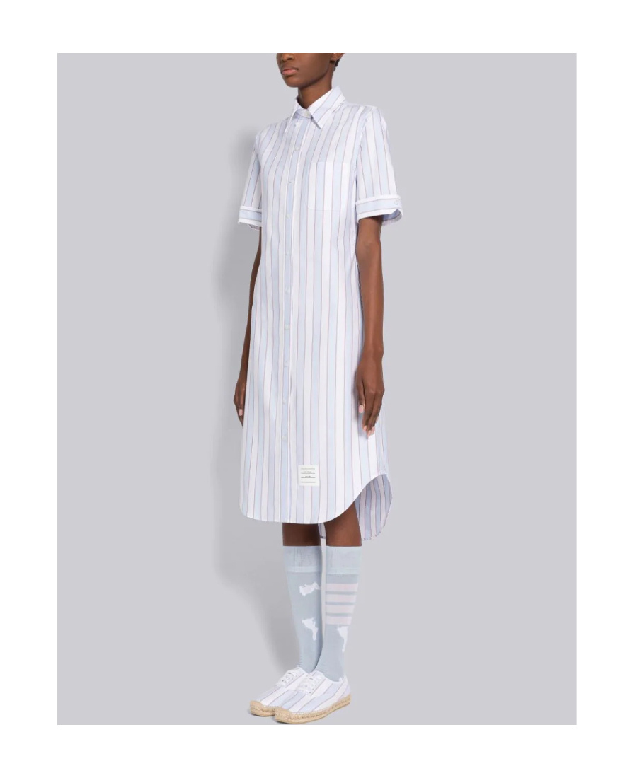 Thom Browne Striped Poplin Shirtdress In White