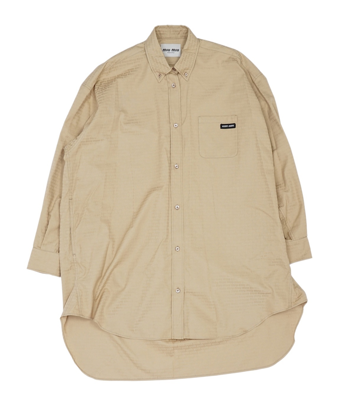 Miu Miu Long-sleeved Shirt Dress In Nude