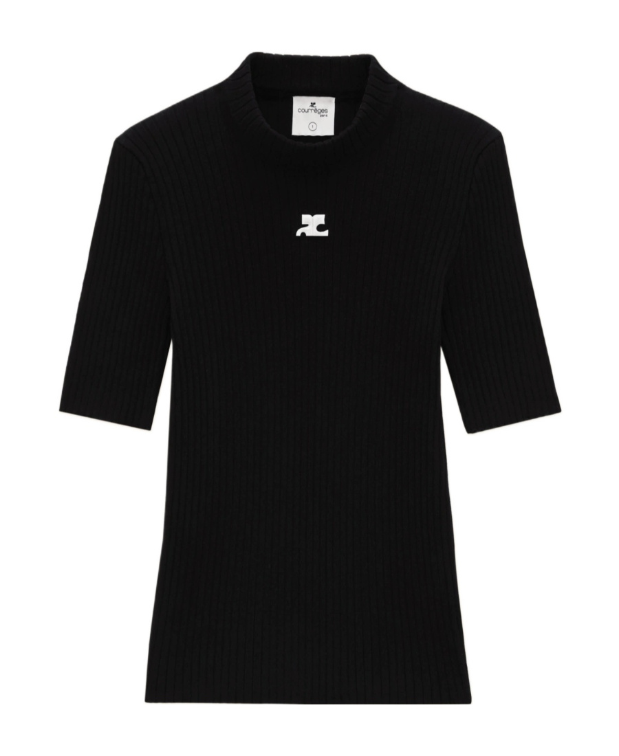 Courrèges Reedition Logo-patch Knitted Top In Black