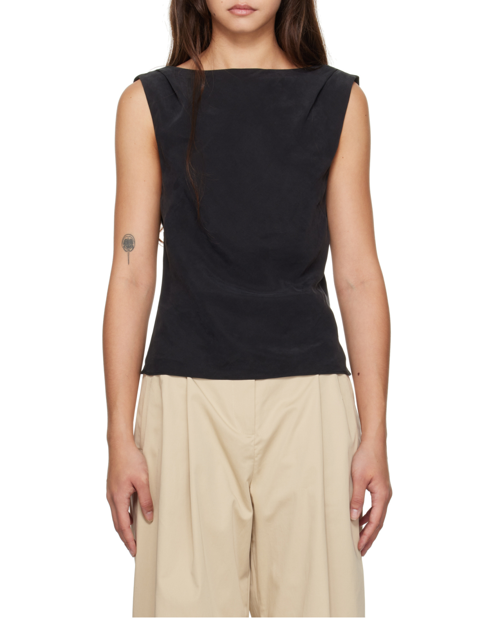 St Agni Sauerland Fine Ring Raw Fiber Blended Top In Black