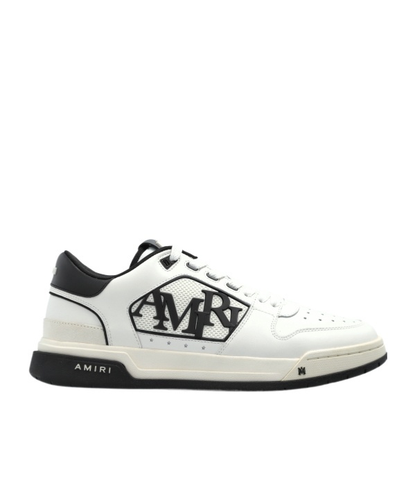 Amiri White Low Top Sneakers With Logo Patch On The Side And Contrasting Heel With Logo Lettering In Leath In White