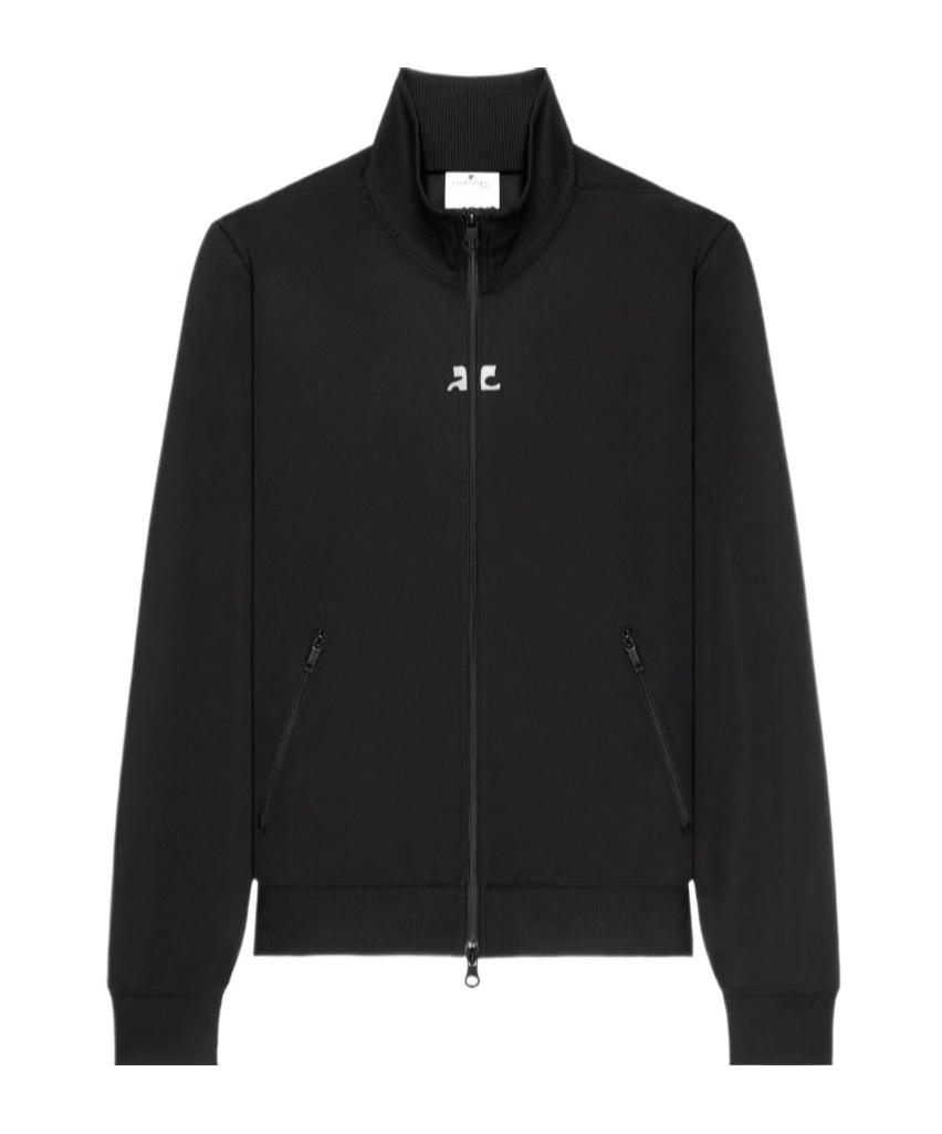 Courrèges Logo-embroidered Zipped Hoodie In Black