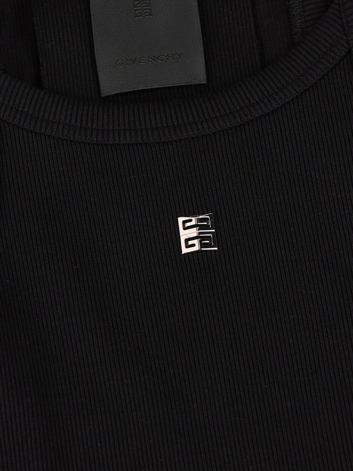 Givenchy Cropped Tank Top In Cotton With 4g Detail In Black