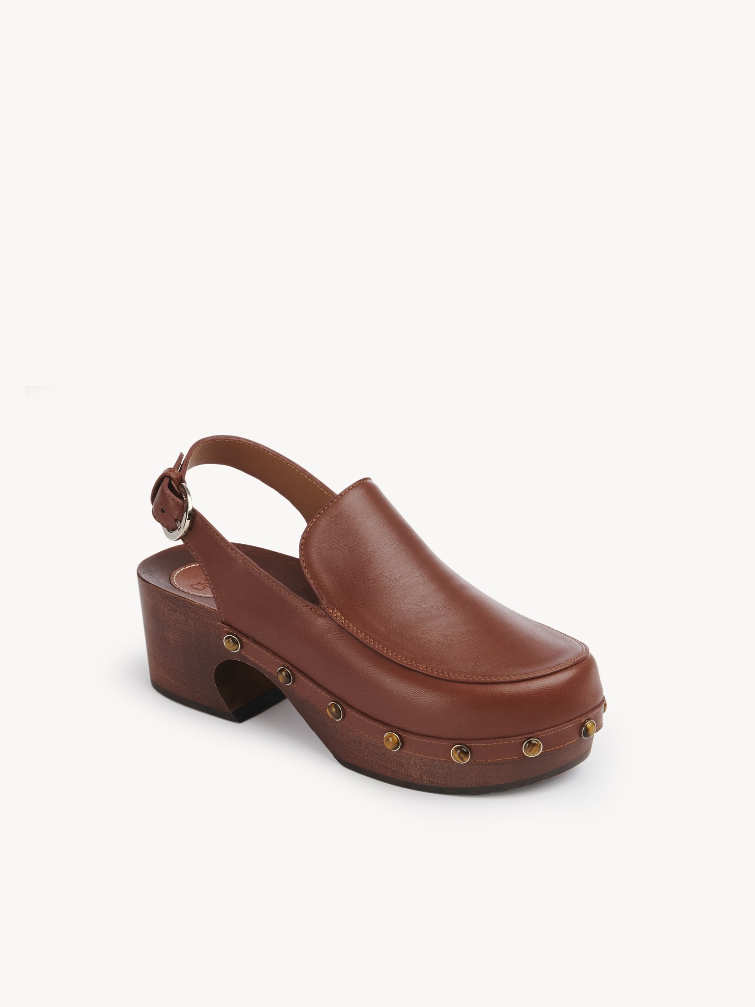 Chloé Brown Aurna Clogs In Red