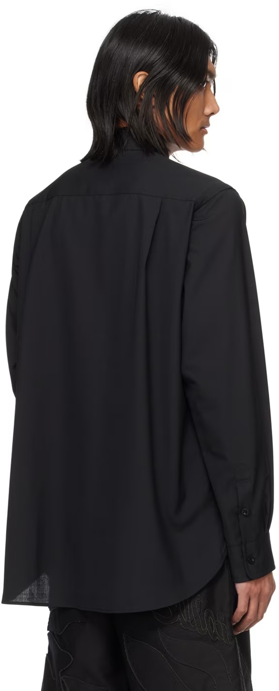 Sacai Lapel Long-sleeved Shirt In Black