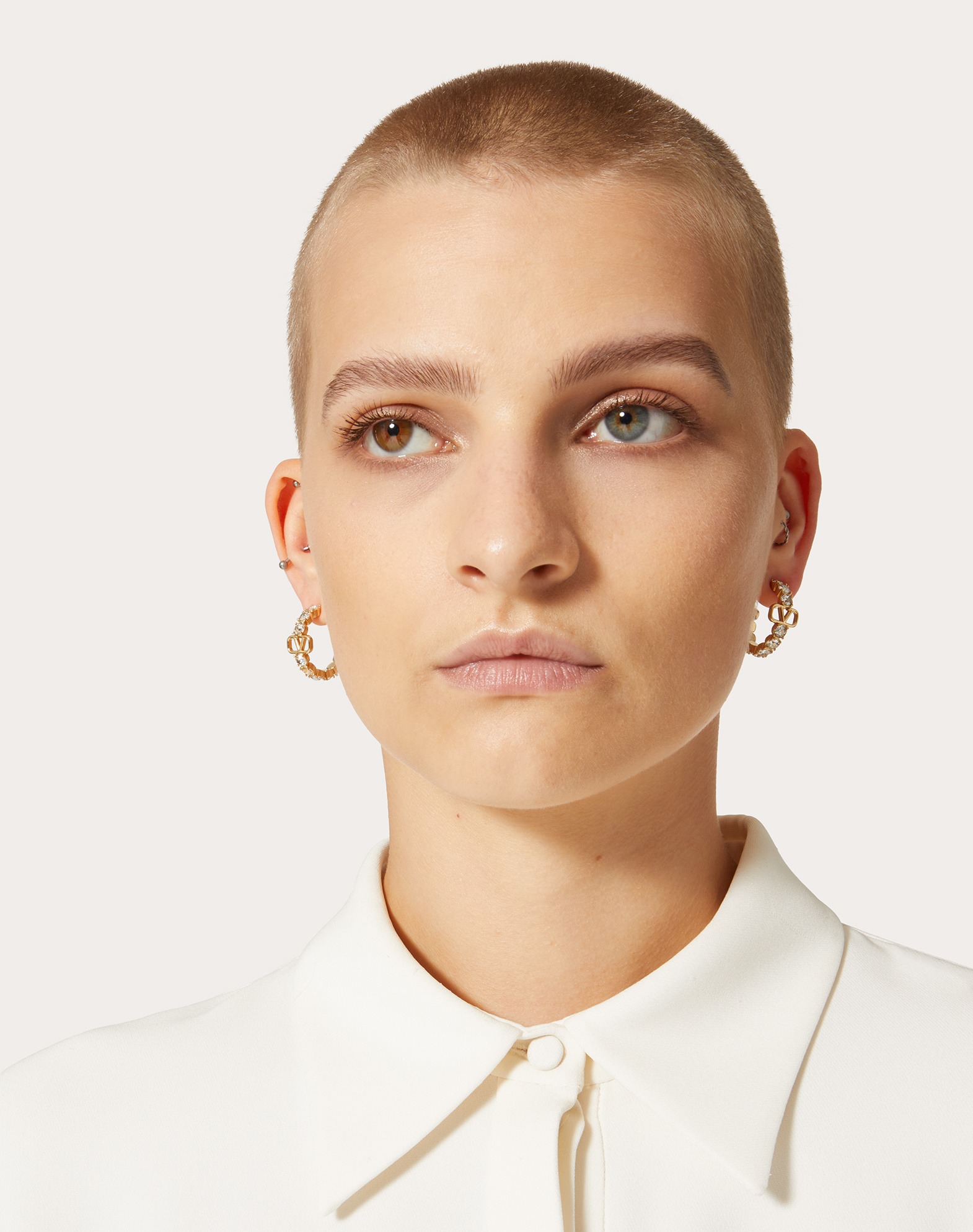 Valentino Vlogo Signature Crystal Hoop Earrings In Golden