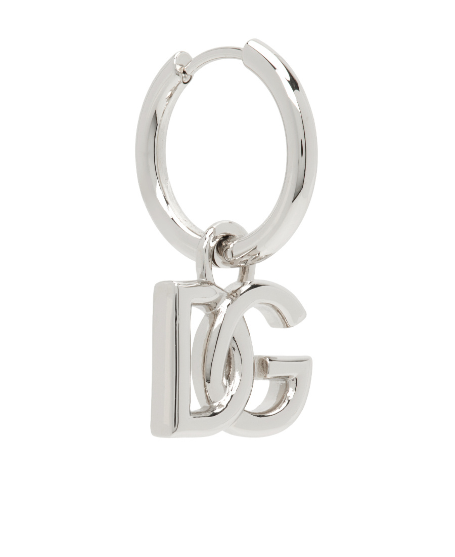 Dolce & Gabbana Silver Dg Logo Single Earring In White