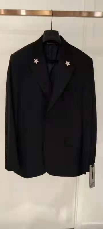 Dior Navy Blue Logo Suit Jacket In Black