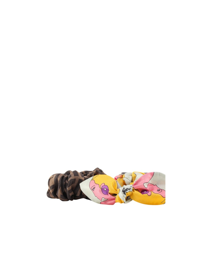 Fendi Set Of Two Silk Hair Scrunchies In Multicolor