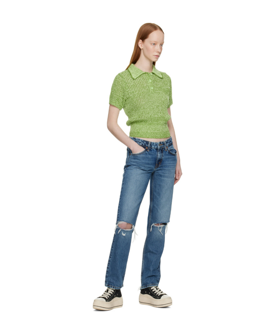 Re/done Blue 70s Low Rise Straight Jeans In Blue