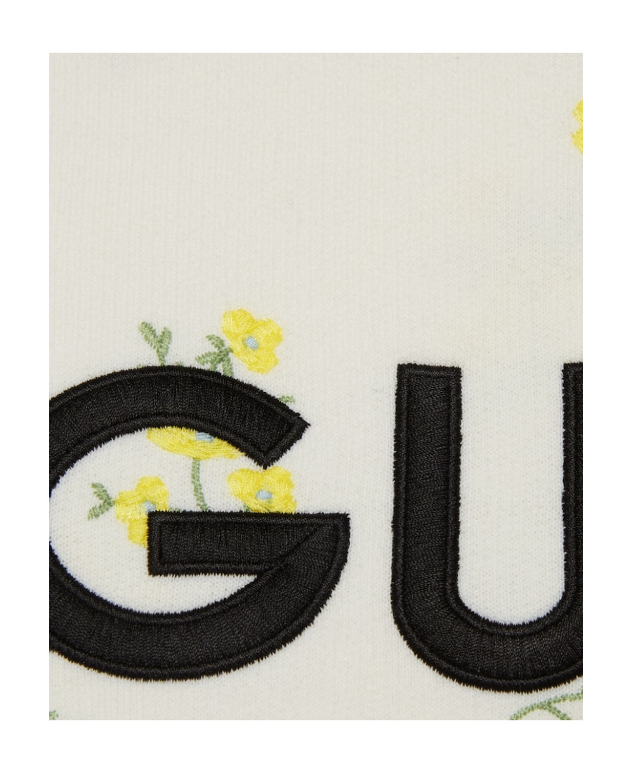 Gucci Floral-embroidered Cotton Sweatshirt In White