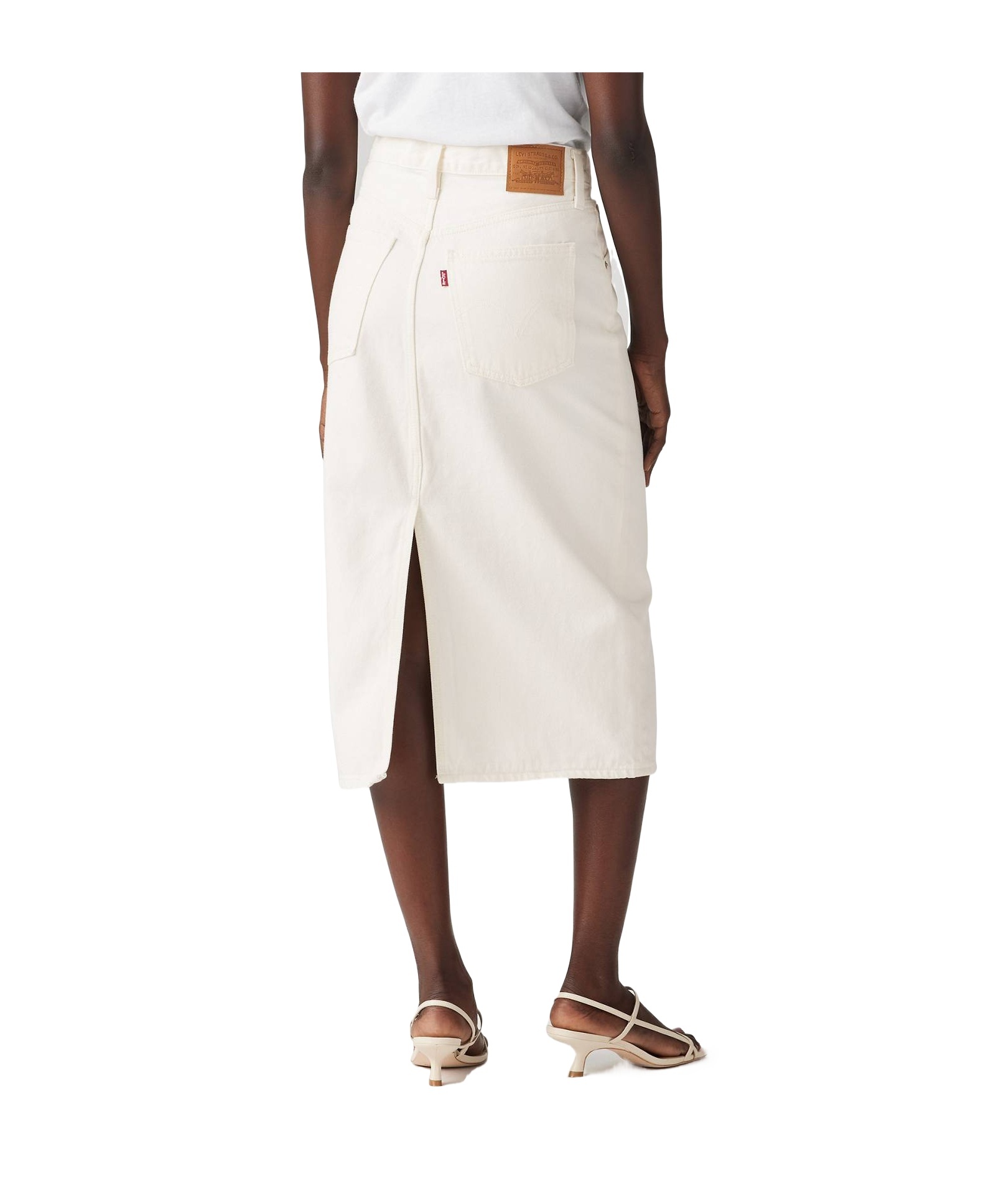 Levi's High Rise Slit Skirt In White
