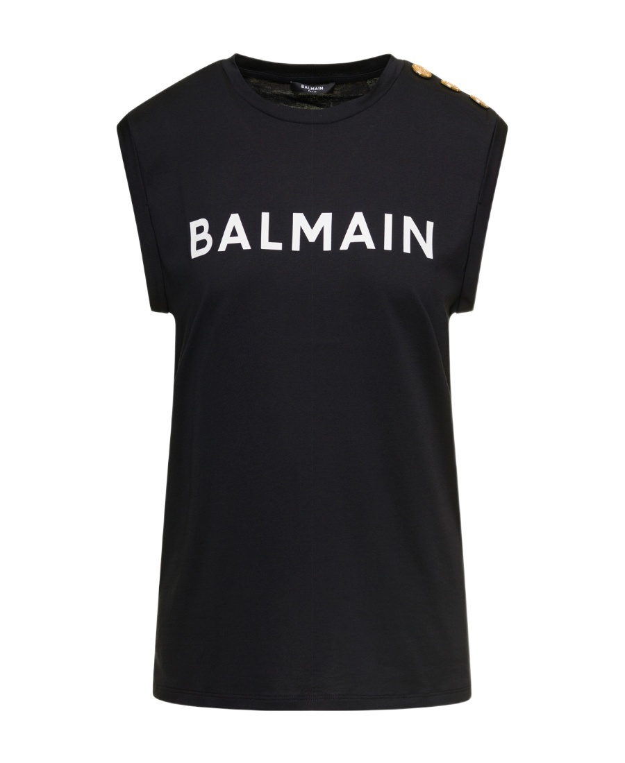Balmain Logo-print Tank Top In Black