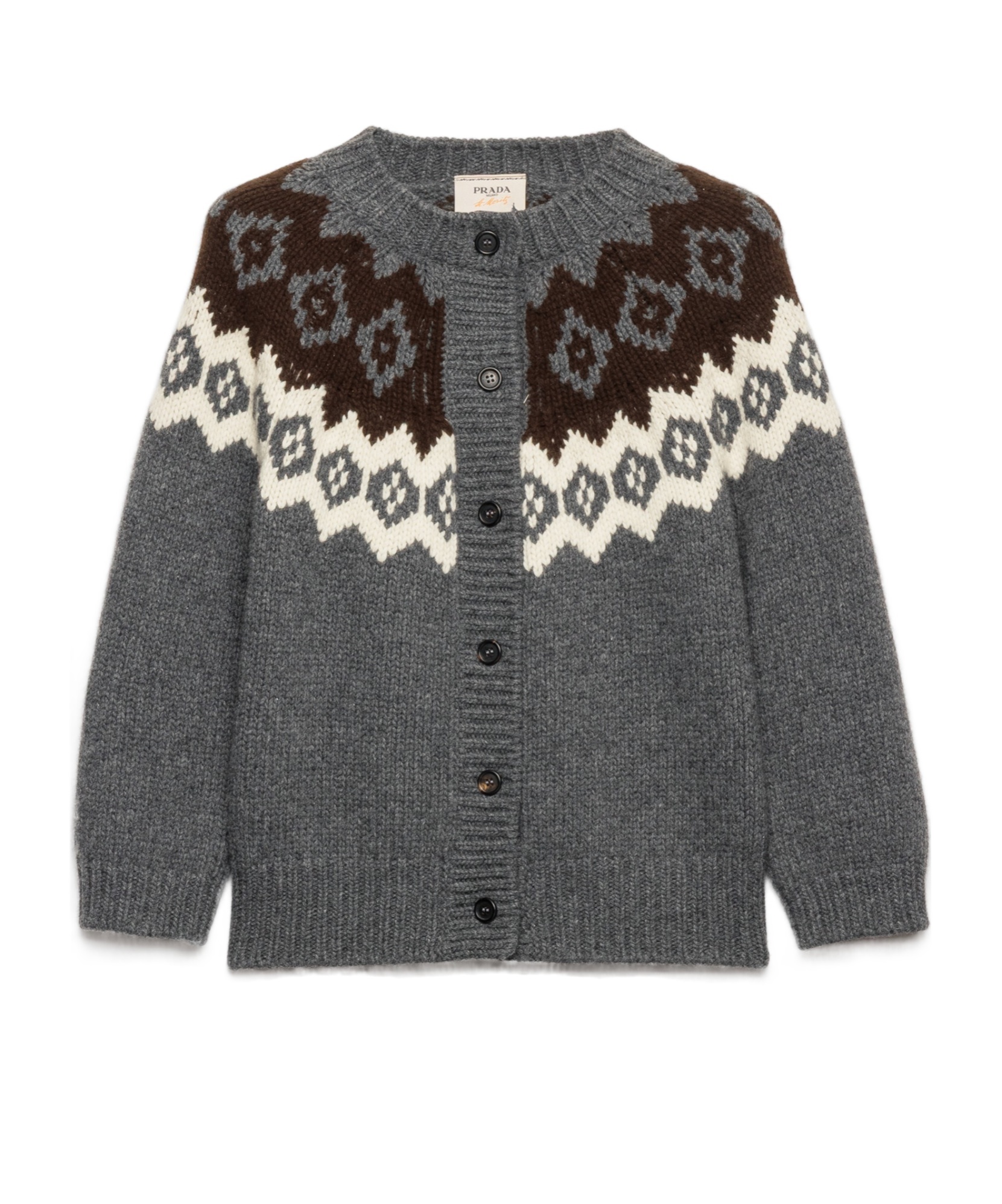Prada Wool And Cashmere Cardigan In Gray