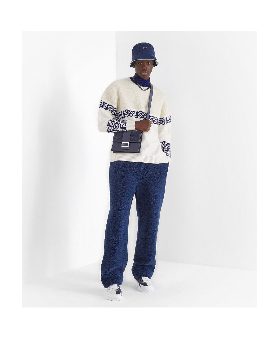Fendi Fleece Straight-leg Track Pants In Blue