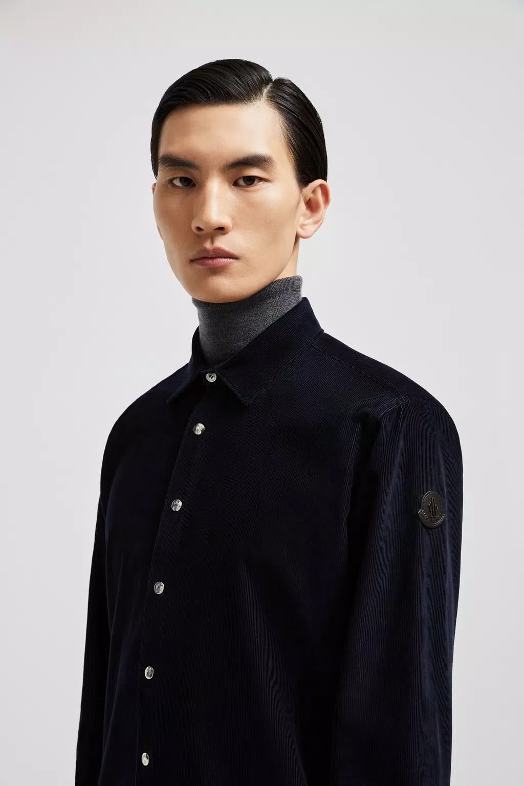 Moncler Long-sleeved Shirt In Blue