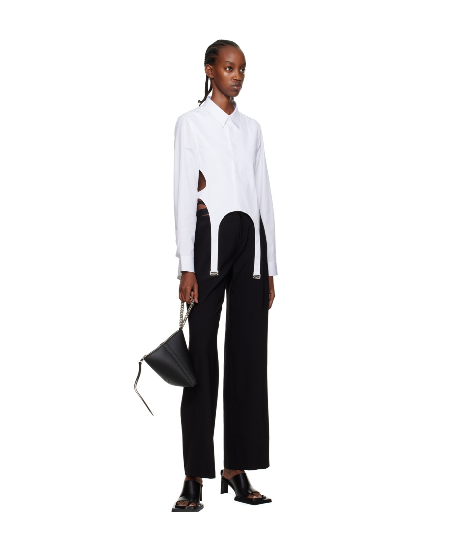 Shop Dion Lee Garter Bib Long-sleeve Shirt In White