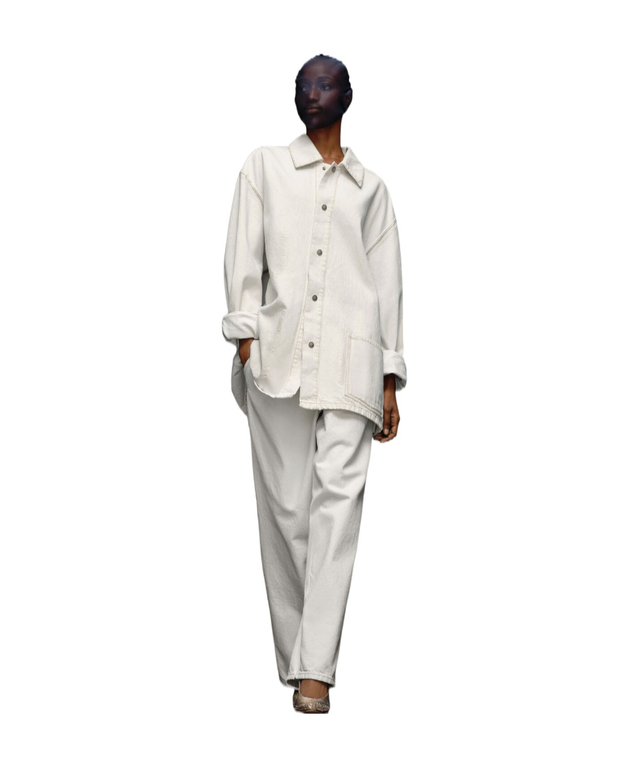 Maison Margiela Man Denim Outerwear Light Grey Size 42 Cotton In White