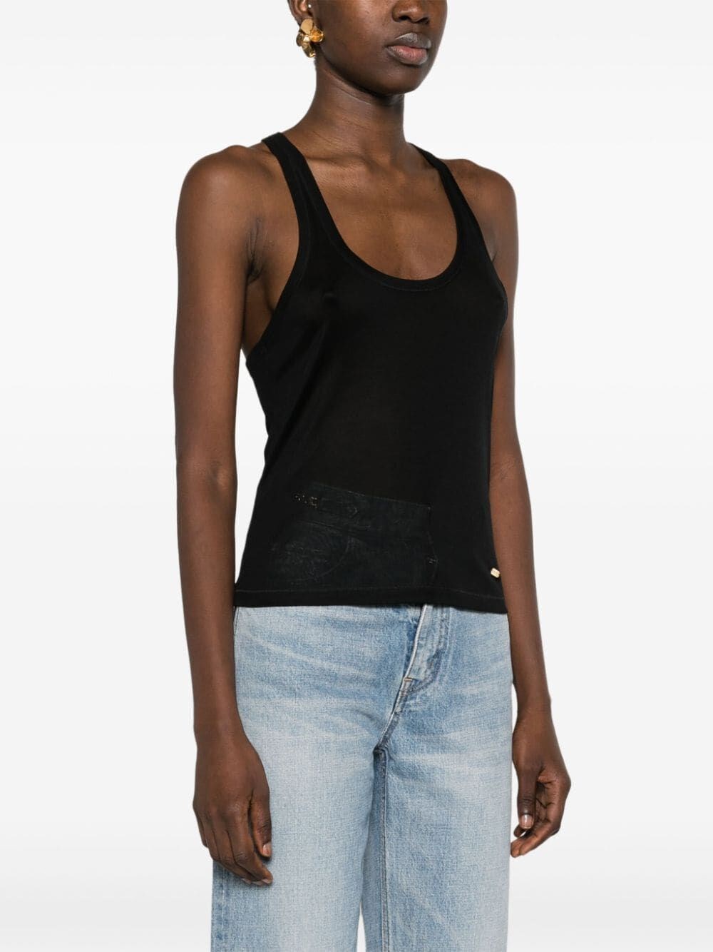 Tom Ford Silk Racerback Scoop Neck Tank Top In Black