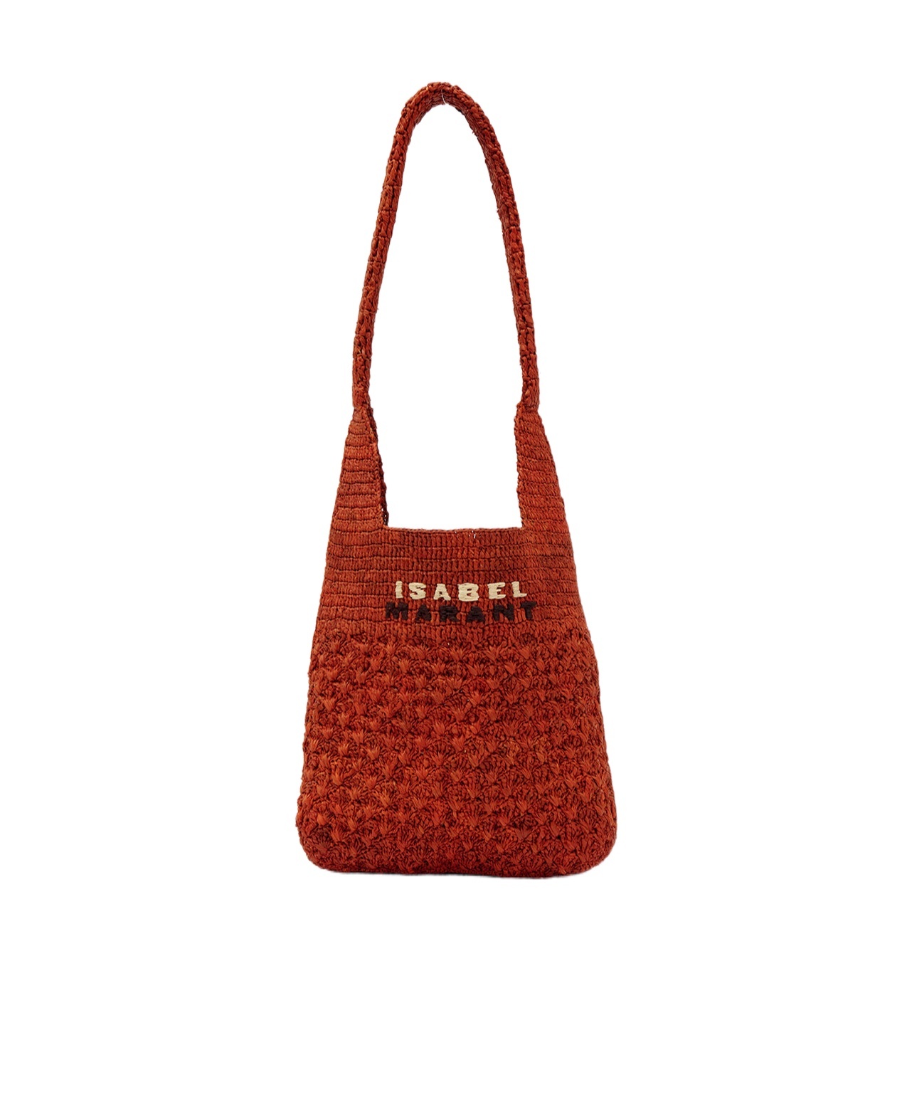 Isabel Marant Small Praia Shoulder Bag With Raffia Texture In Orange