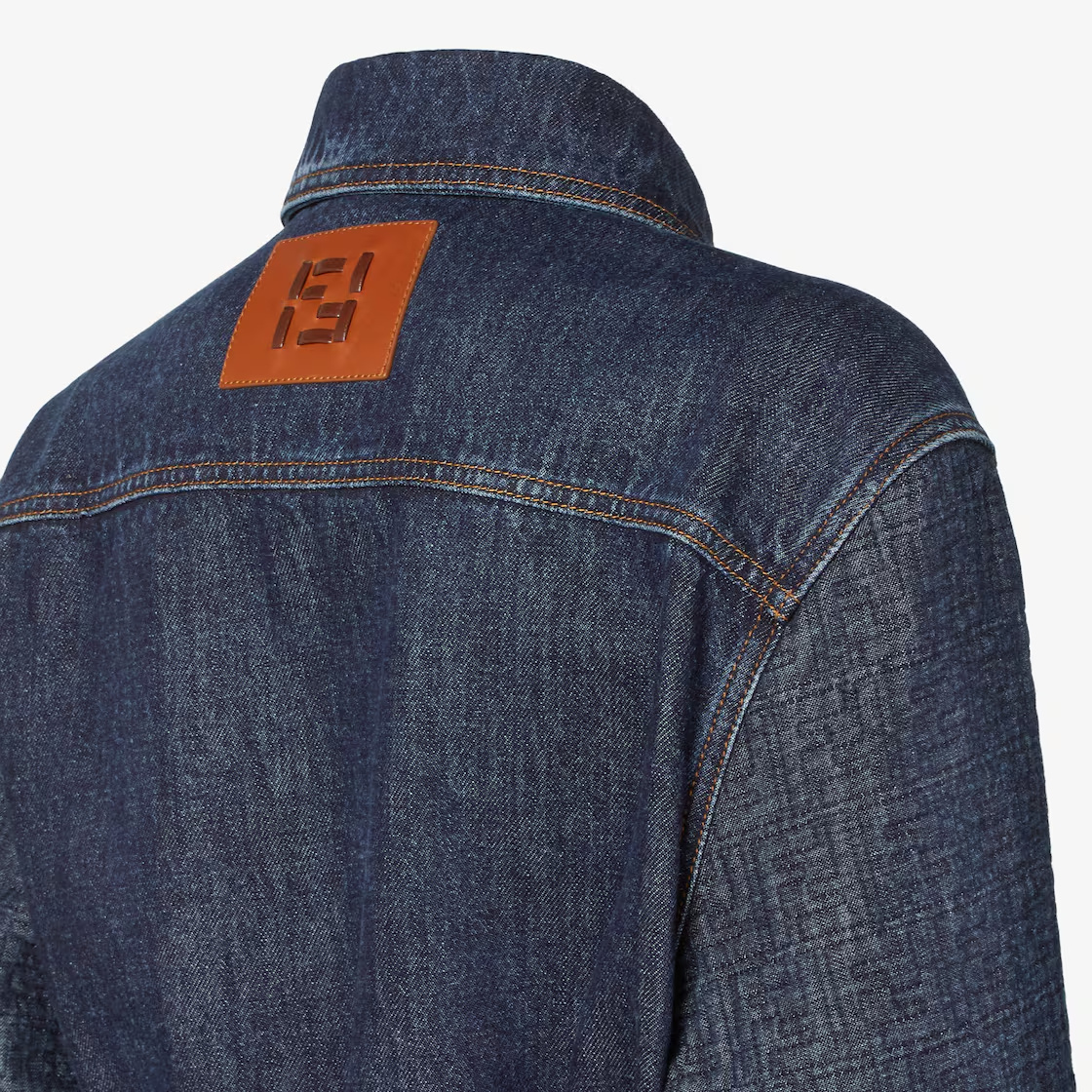 Fendi Long-sleeved Denim Jacket In Blue