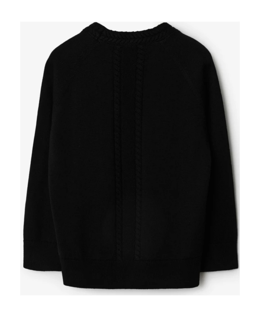 Burberry Ekd-patch Wool Cardigan In Black