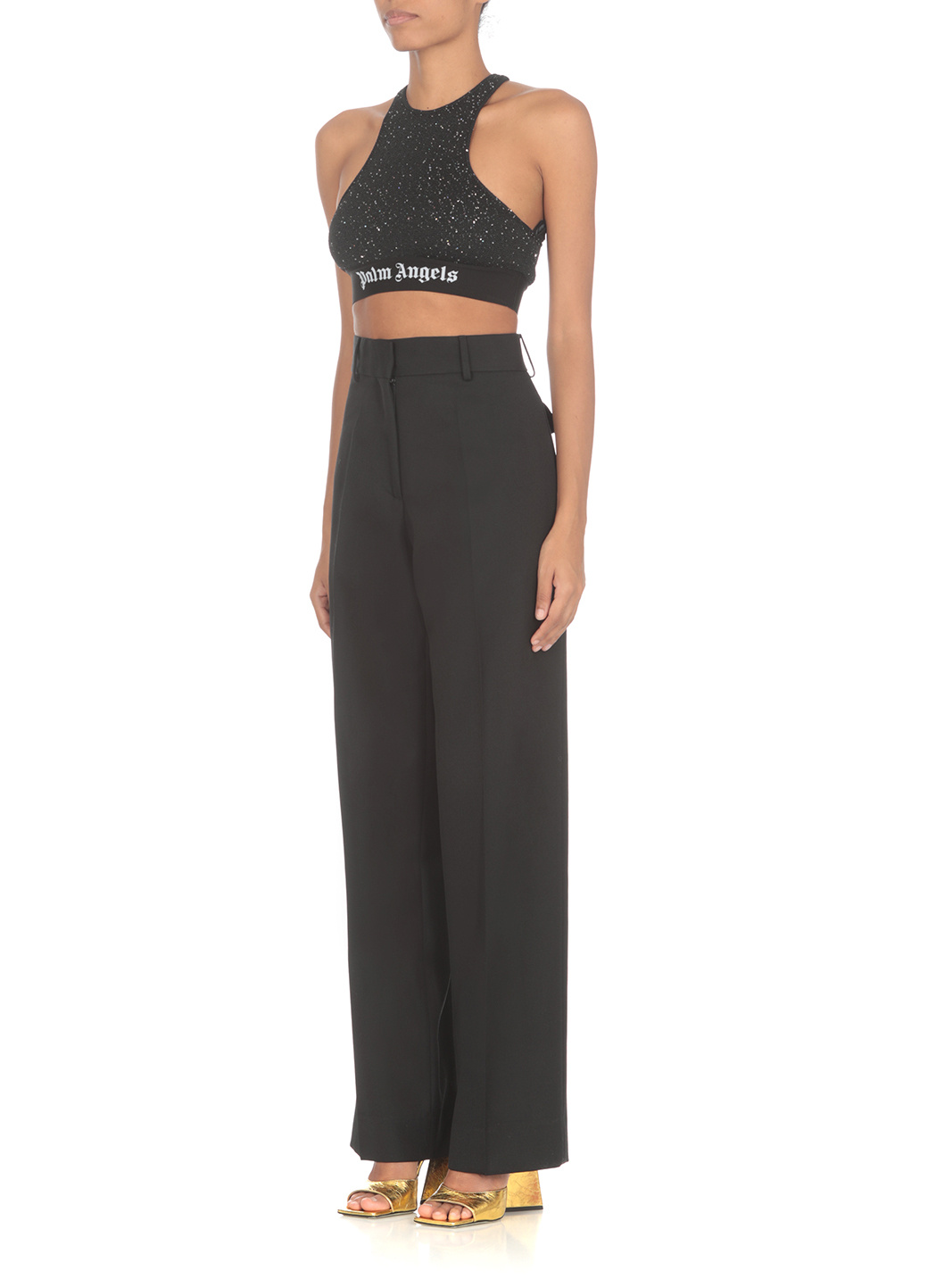 Palm Angels High-waist Straight-leg Trousers In Black