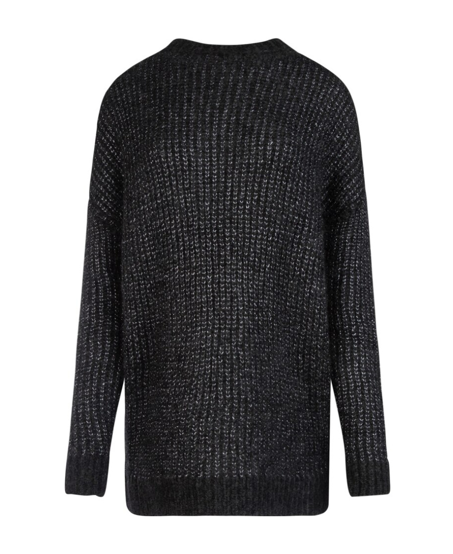 Saint Laurent Metallic Loose-knit Jumper In Black