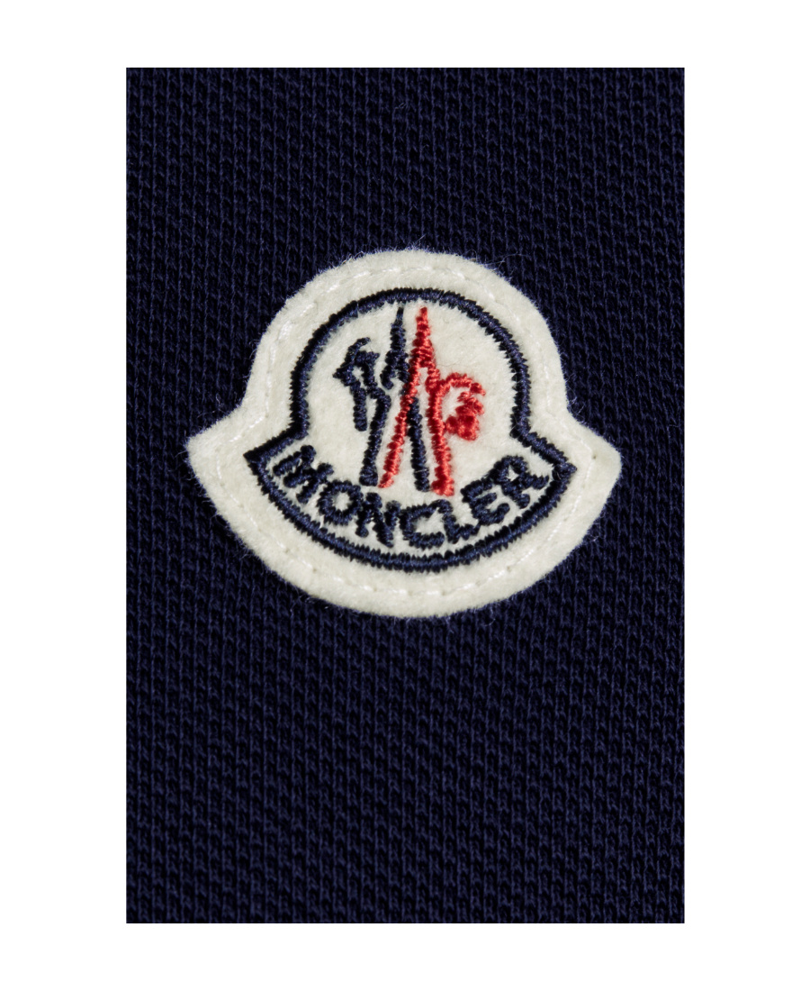 Moncler Cotton Polo Shirt With Logo In Blue