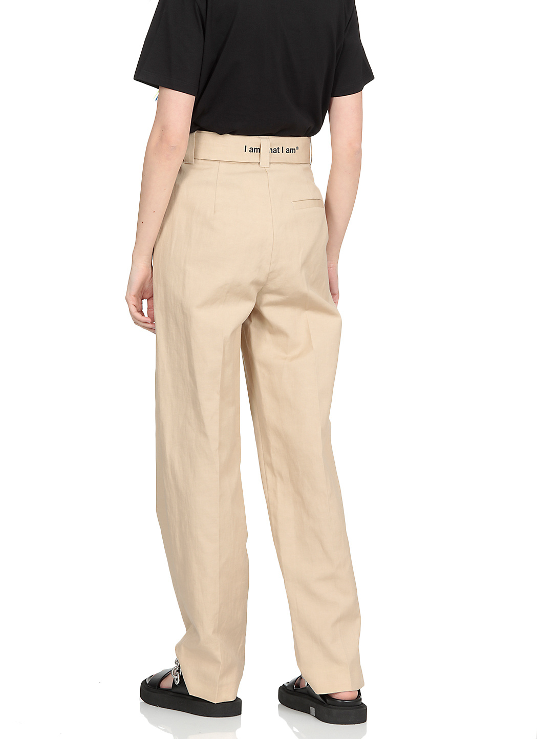 Msgm Belted Straight-leg Trousers In Nude